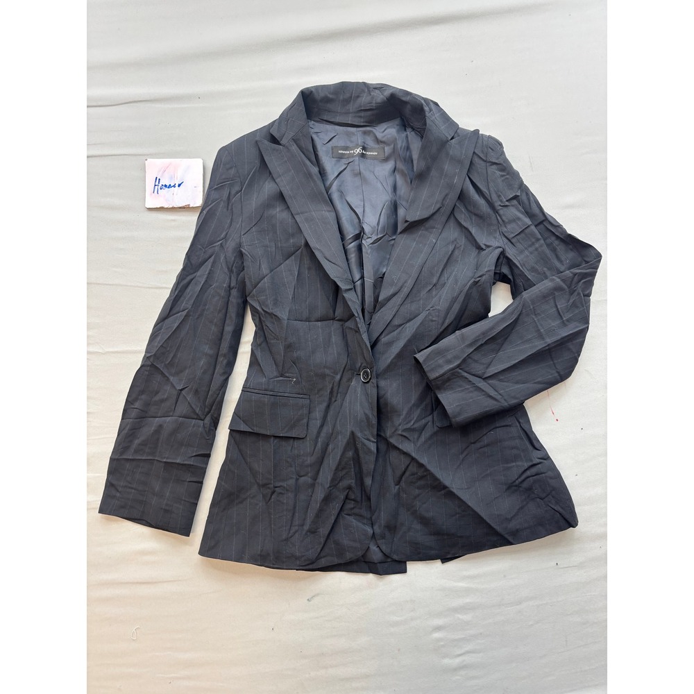Ninesix ny 96 Black Pinstripe Wool Blend Blazer Single Button Jacket